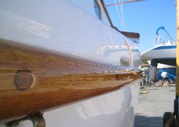 Deep varnish on a Morgan Giles yacht